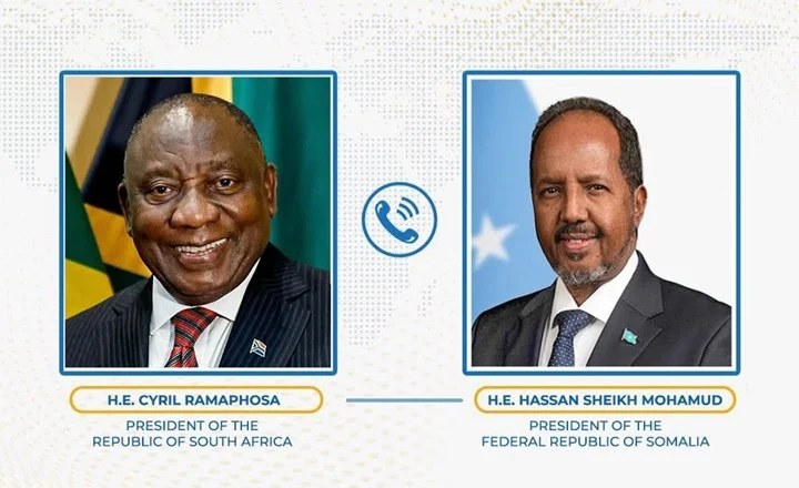 Madaxweyne Xasan Sheekh oo Khadka Taleefanka kula Hadlay Dhiggiisa Koonfur Afrika