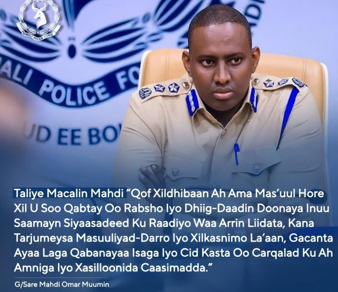 Taliye Macalin Mahdi oo Digniin Adag u Diray Siyaasiyiinta iyo Mas’uuliyiinta Ku Lugta Leh Rabshadaha Muqdisho